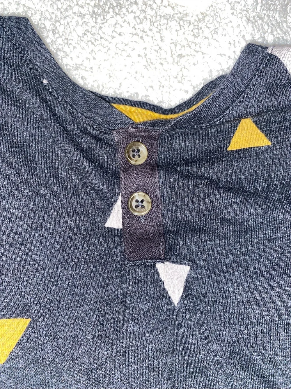 OshKosh B'gosh  Short-Sleeve Henley with Yellow and Light Pink Triangles